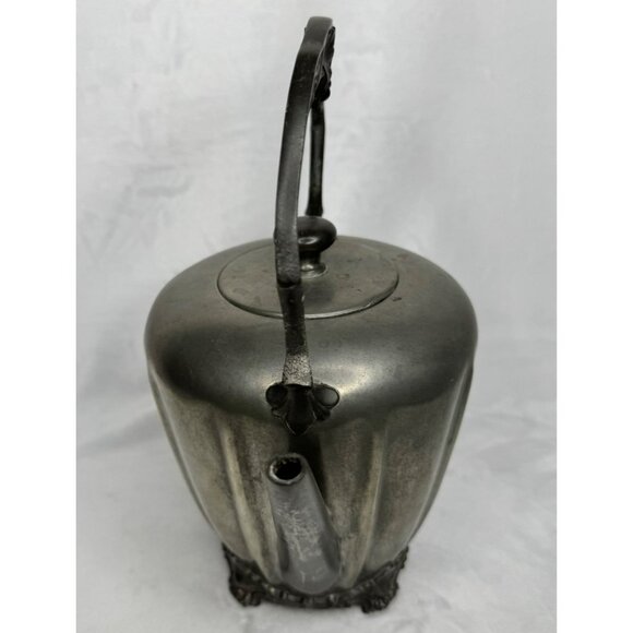 Antique Queen City Silver Co Pewter Teapot With Ornate Handle & Spout - Picture 8 of 12